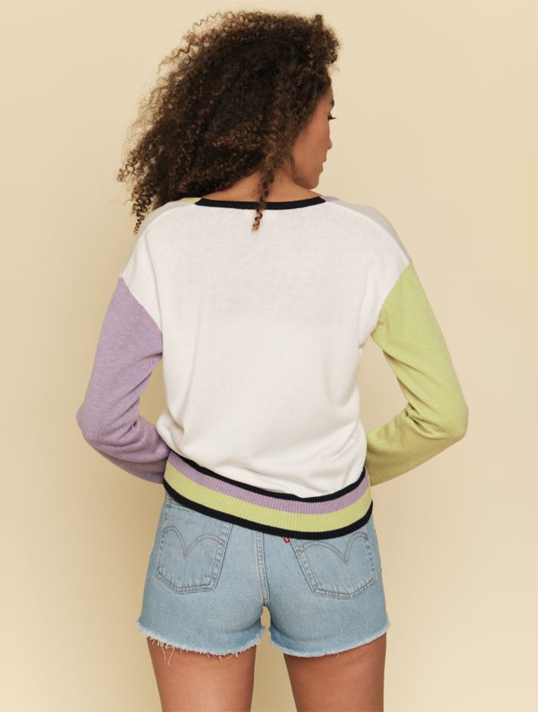 Color Blocked Button Down Cardigan