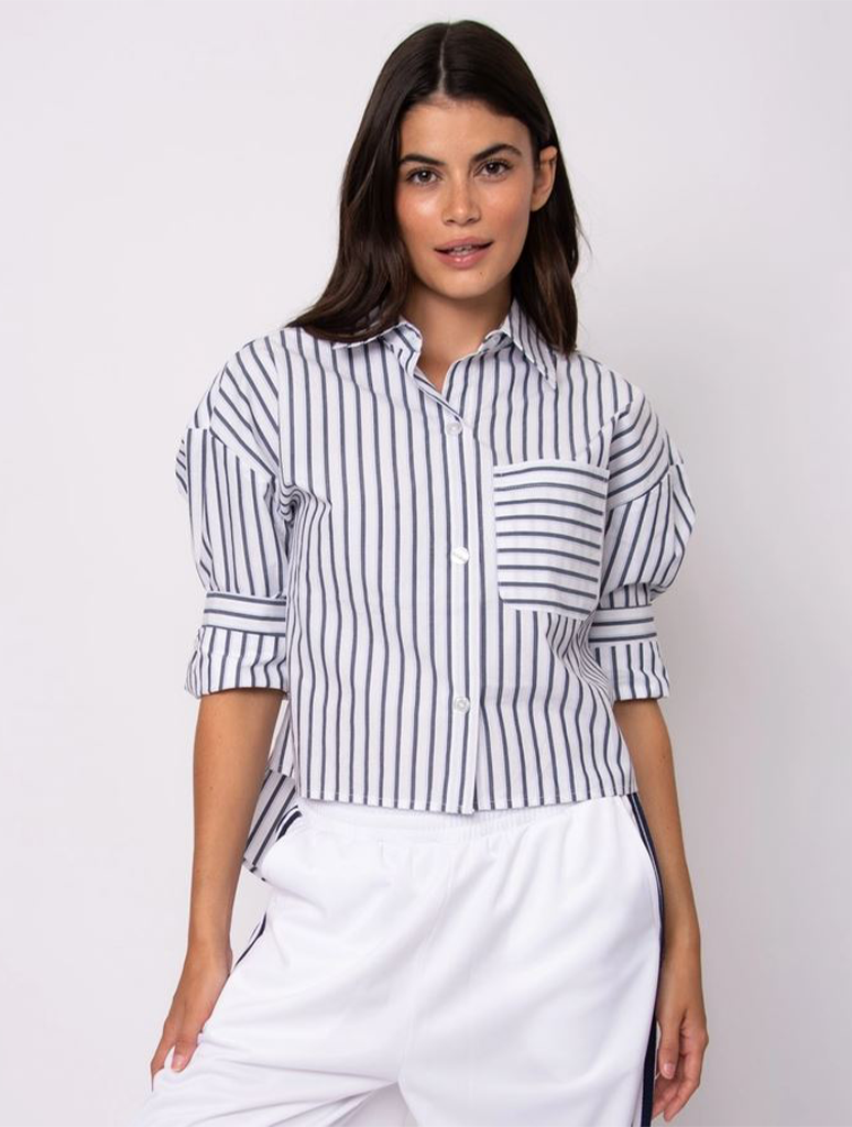 Kerwin Crisp Poplin Long Sleeve Hi-Low Shirt