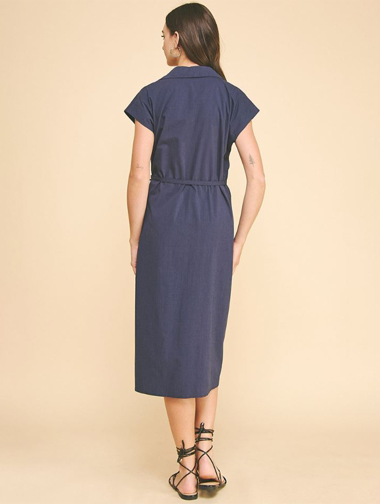 V-Neck Wrap Midi Dress