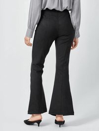 Front Split Suede Flare Pants in Black