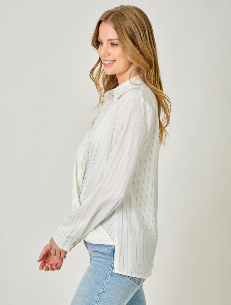 Striped Twist Bottom Blouse
