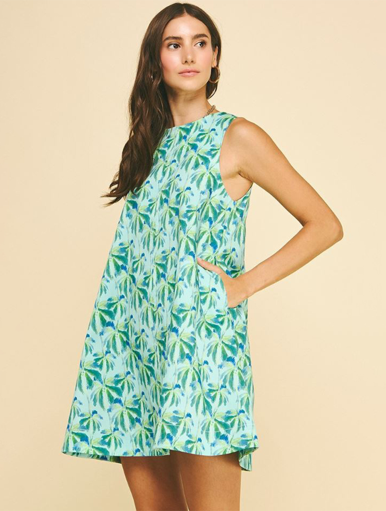 Tropical Print A-Line Mini Dress