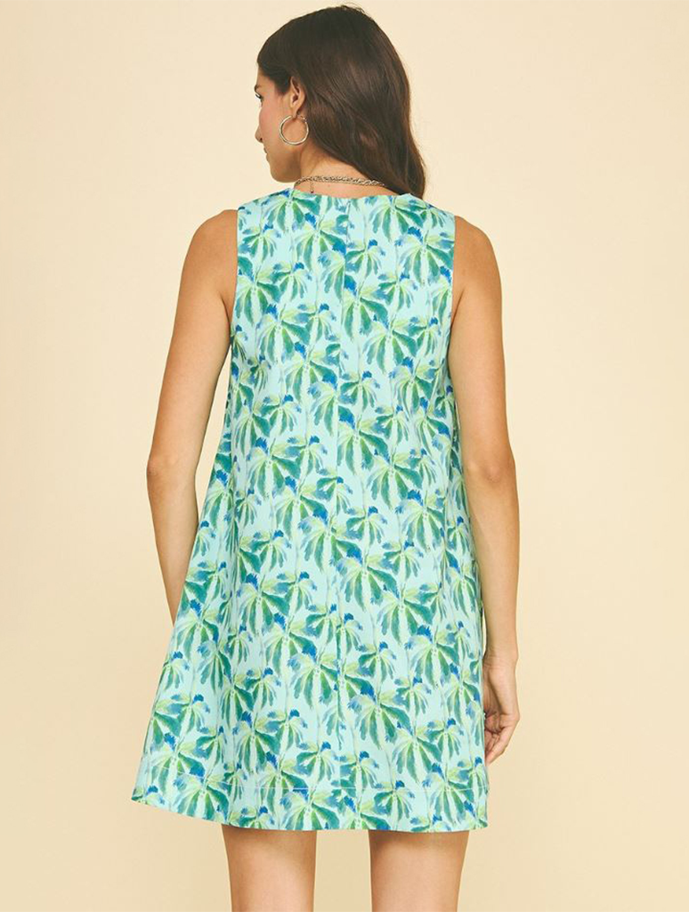 Tropical Print A-Line Mini Dress