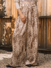 Snake Print Elastic Waist Wide Leg Pants
