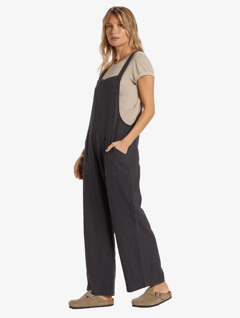 JNGSA Women Casual Wide Leg Jumpsuits Solid Color Cami Button Jumpsuits  Summer Baggy Rompers with Pocket Gray