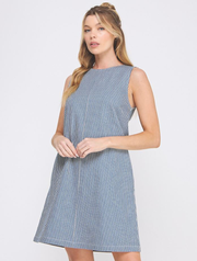 Striped A-Line Sleeveless Dress