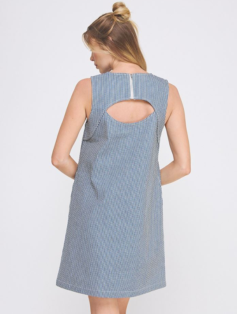 Striped A-Line Sleeveless Dress