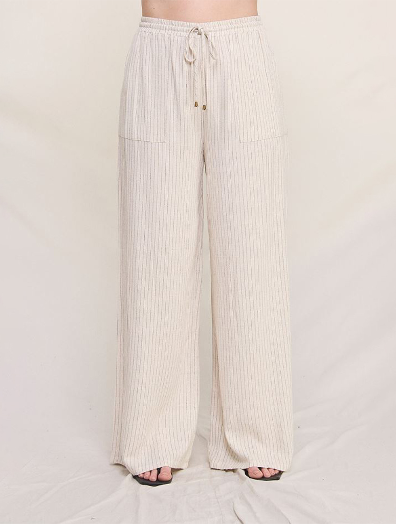 Striped Linen Smock Waist Pant