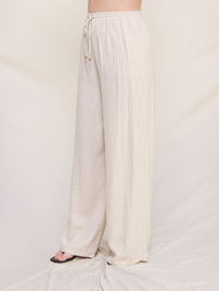 Striped Linen Smock Waist Pant