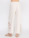 Soft Linen Embroidered Pants with Scallop Hem