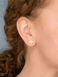 CZ Clover Stud Earrings