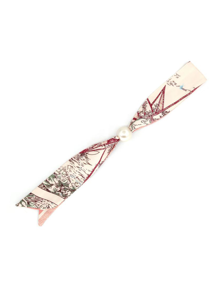 Silk Scarf With Pearl Detail