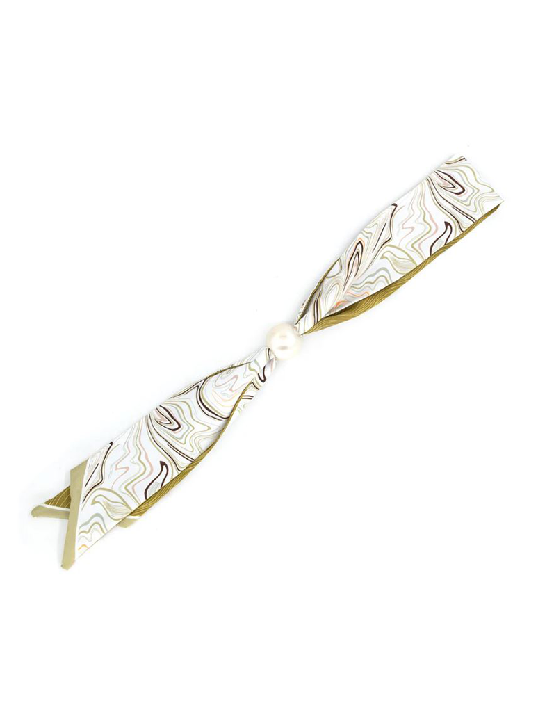 Silk Scarf With Pearl Detail