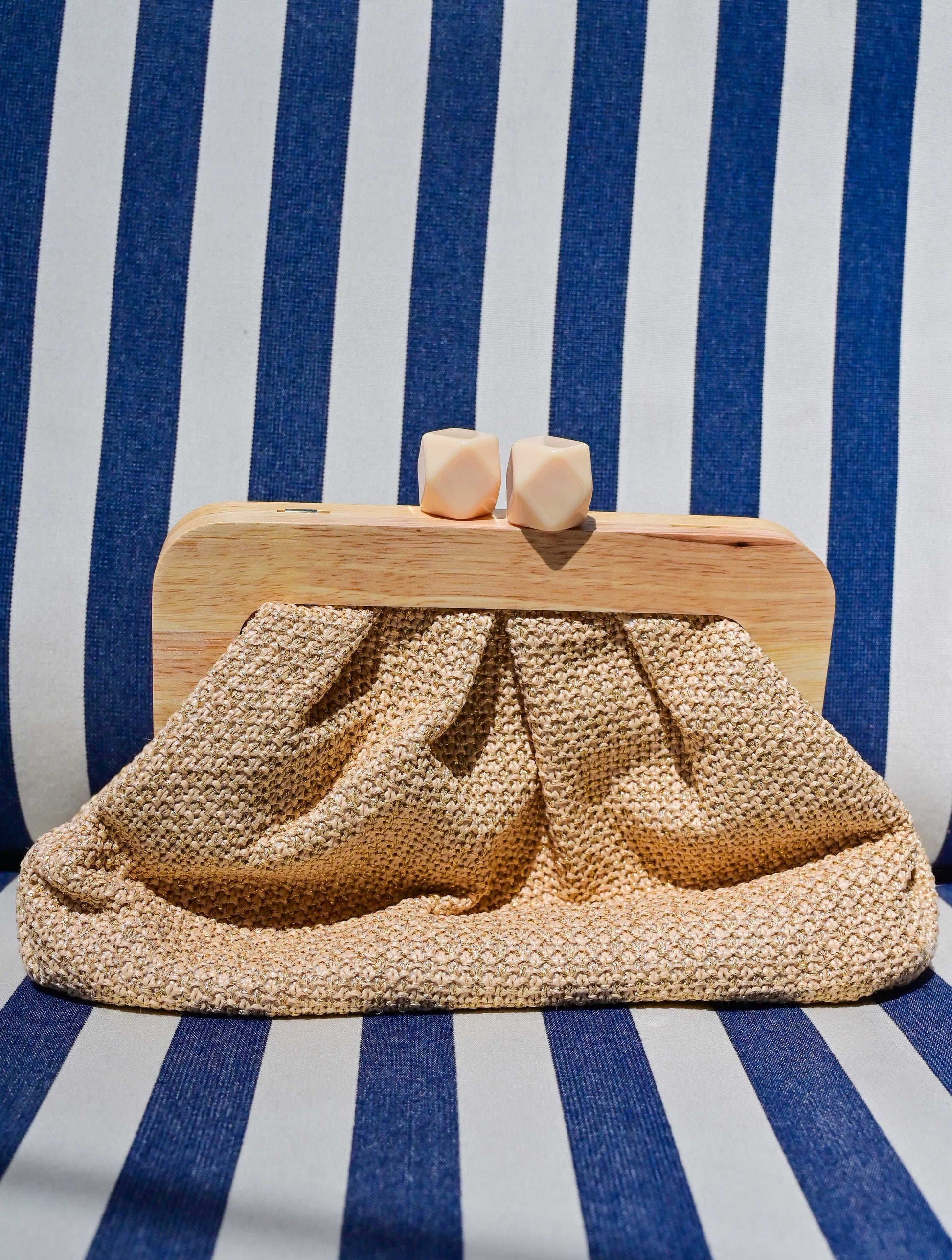Lia Straw and Wood Purse