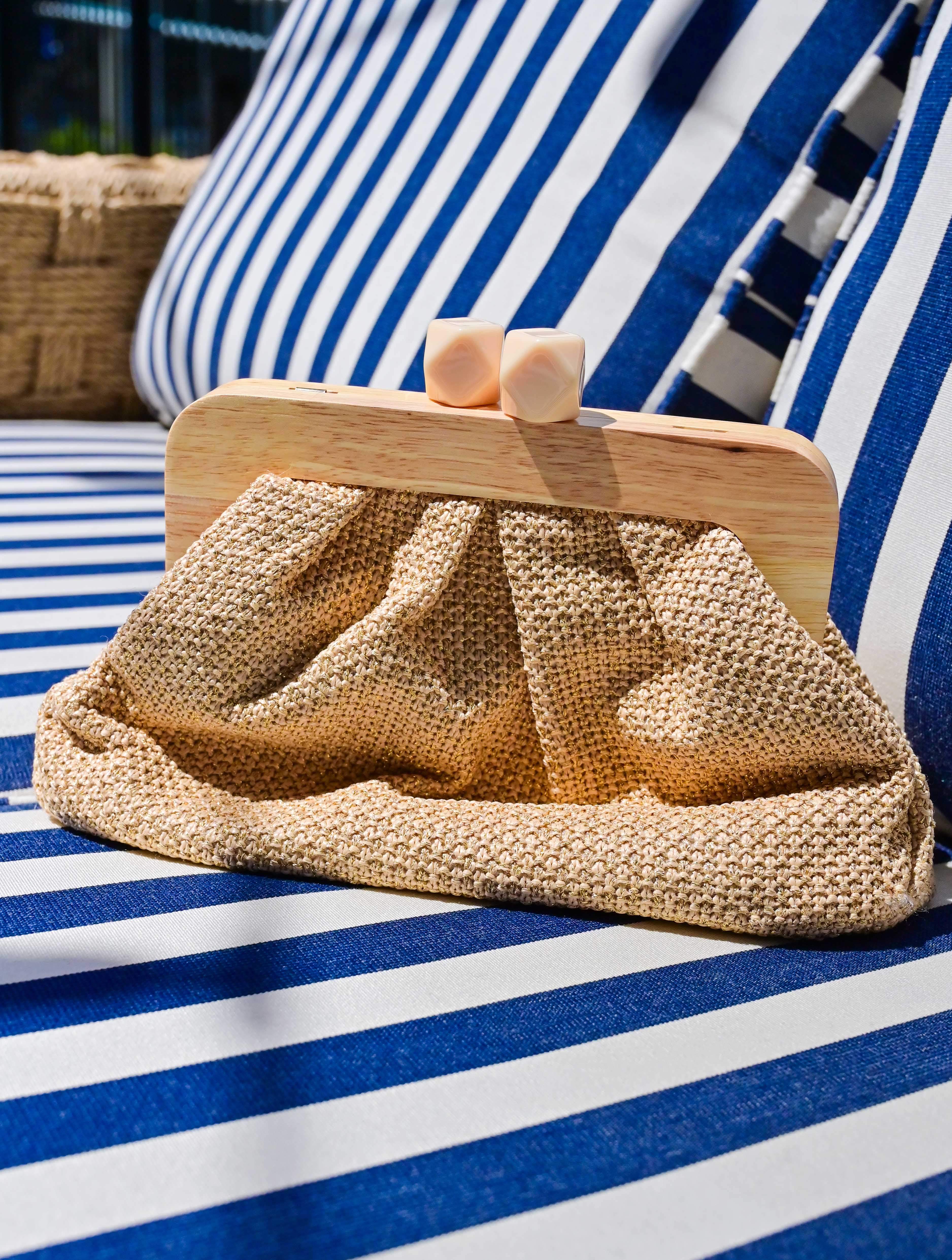Lia Straw and Wood Purse