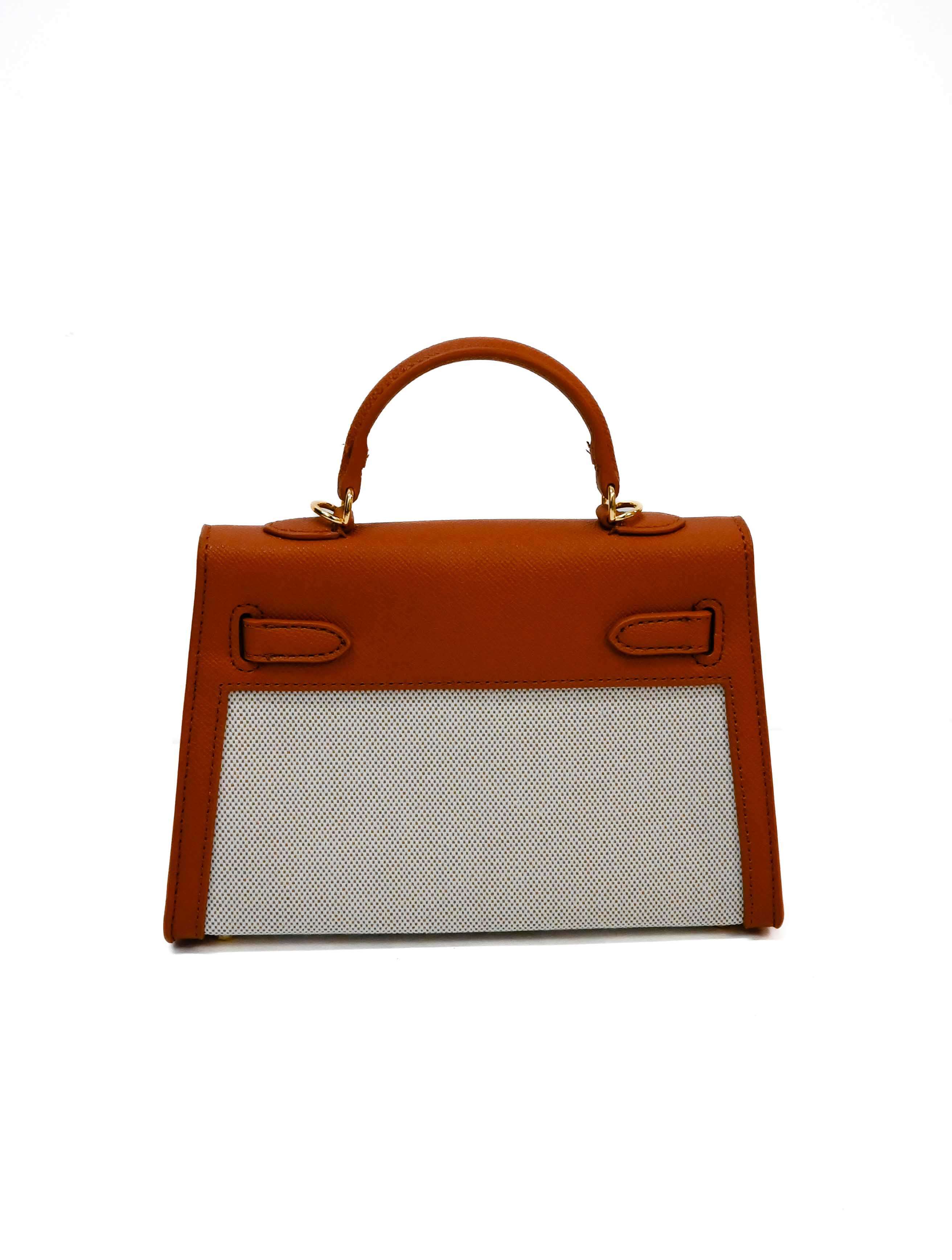 Tiny Woven and Faux Leather Top Handle Purse