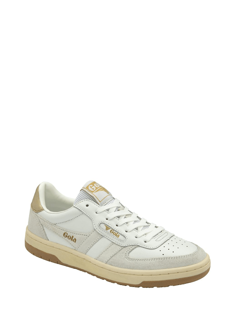 Gola Hawk Sneaker in White/White/Gold