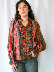 Deep Sleeve Button Down Blouse