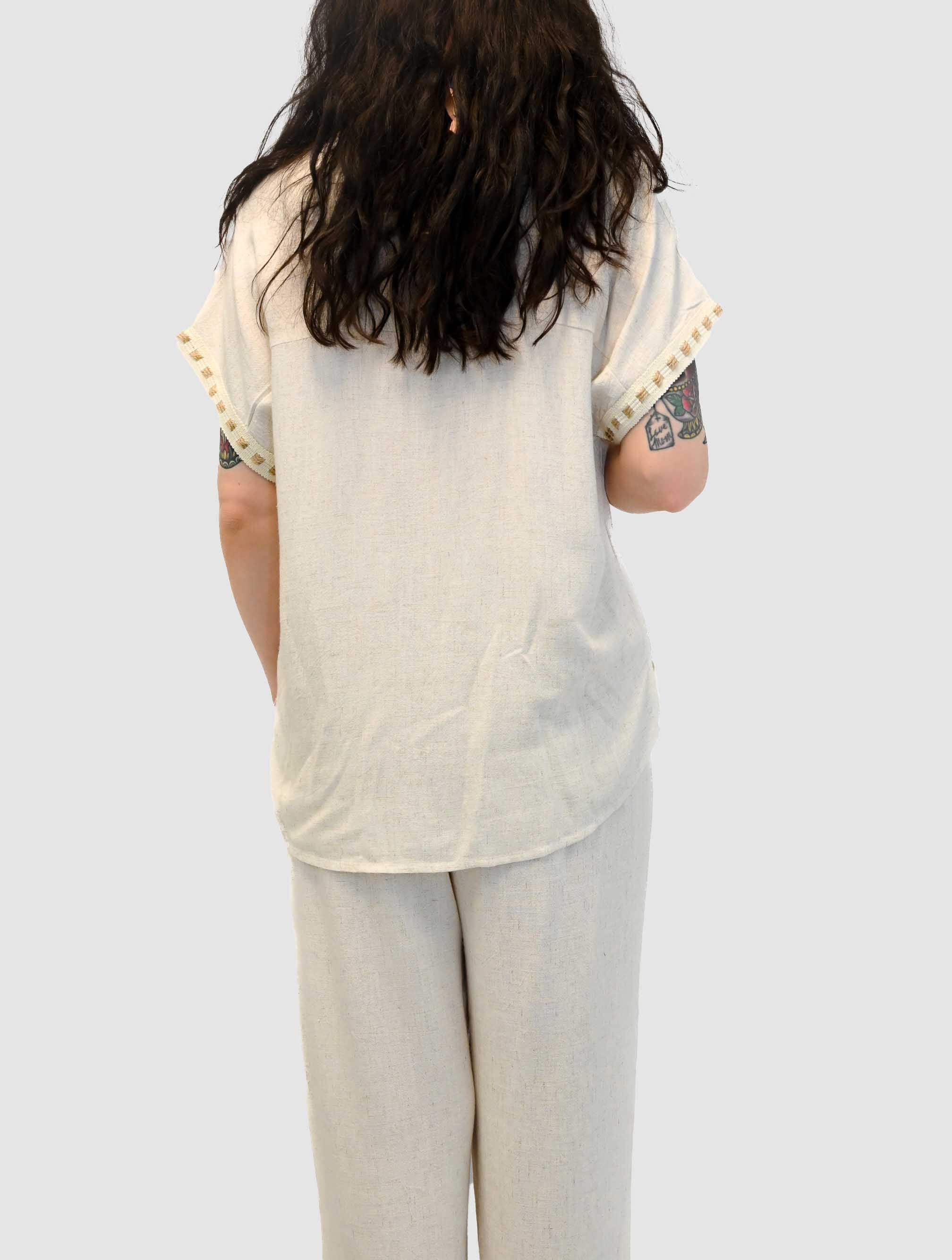 Short Sleeve V-Neck Stitched Top