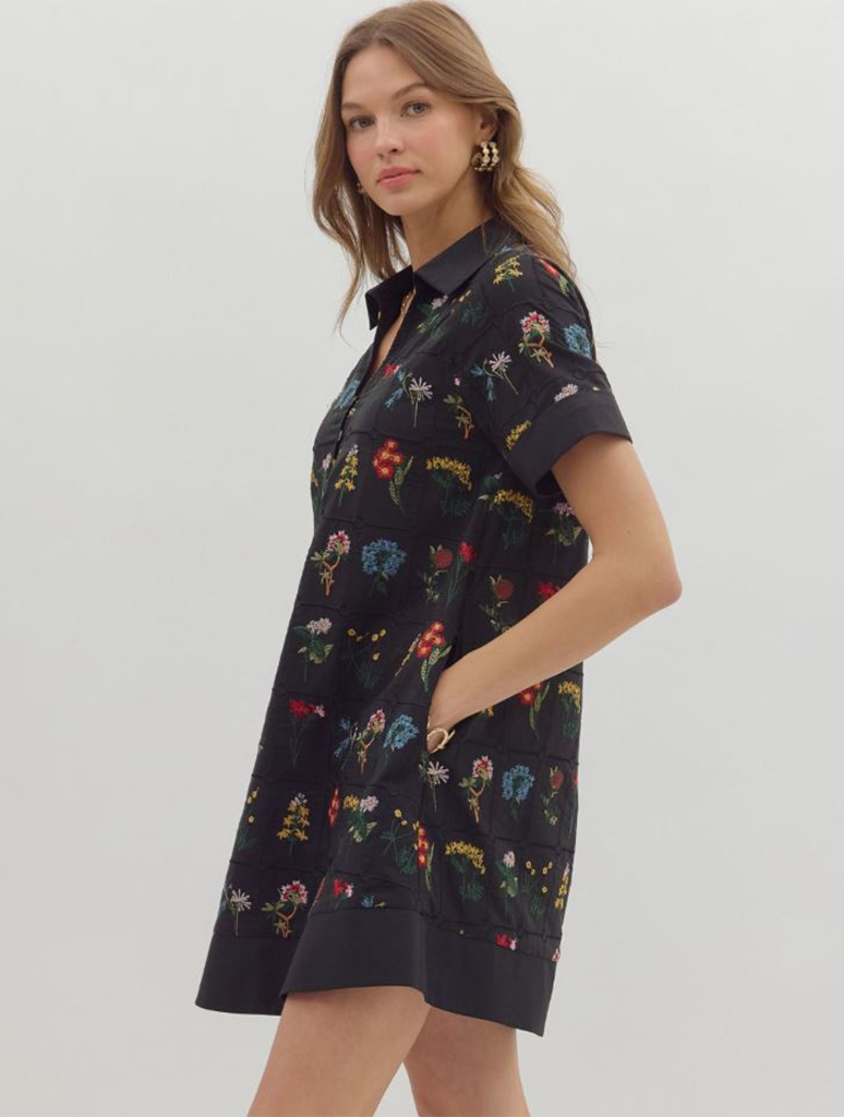 Floral Embroidered Mini Dress