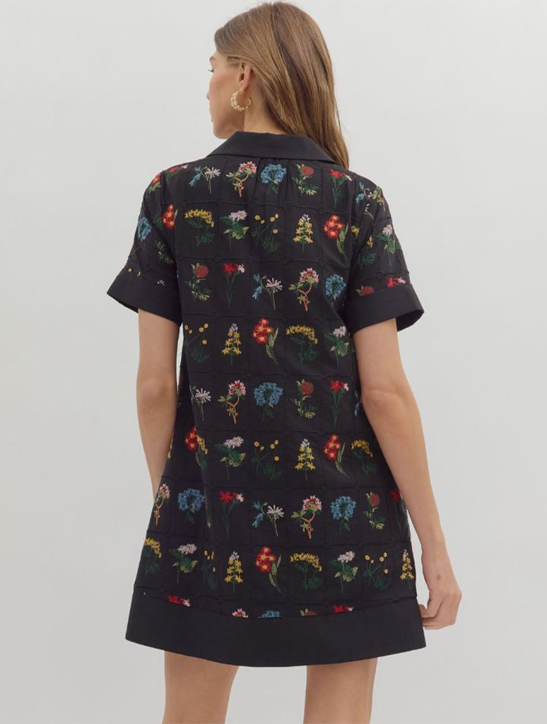 Floral Embroidered Mini Dress