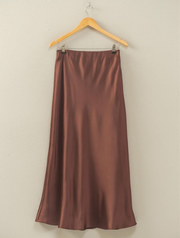 Elastic Waist Satin Maxi Skirt