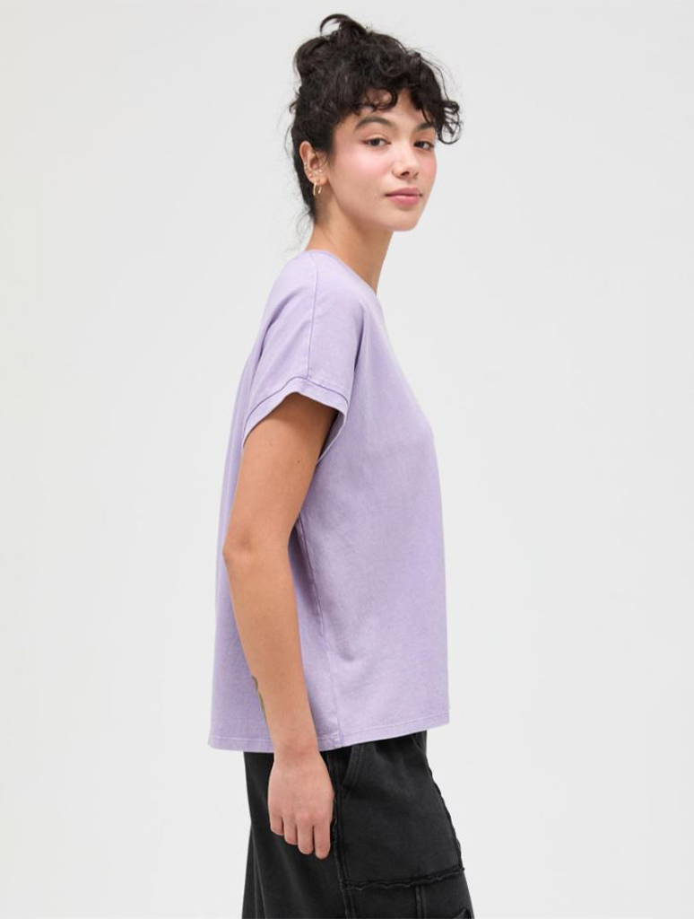 Capped Sleeve Mineral Wash T-Shirt