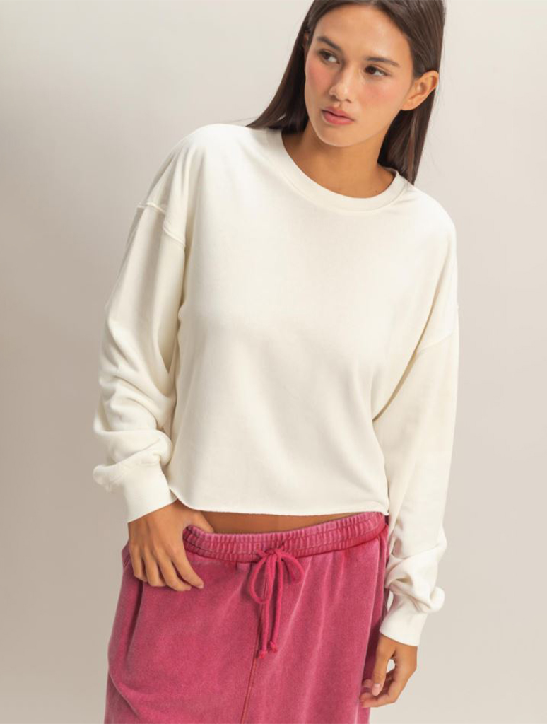 Cropped Mineral Wash Sweatshirt