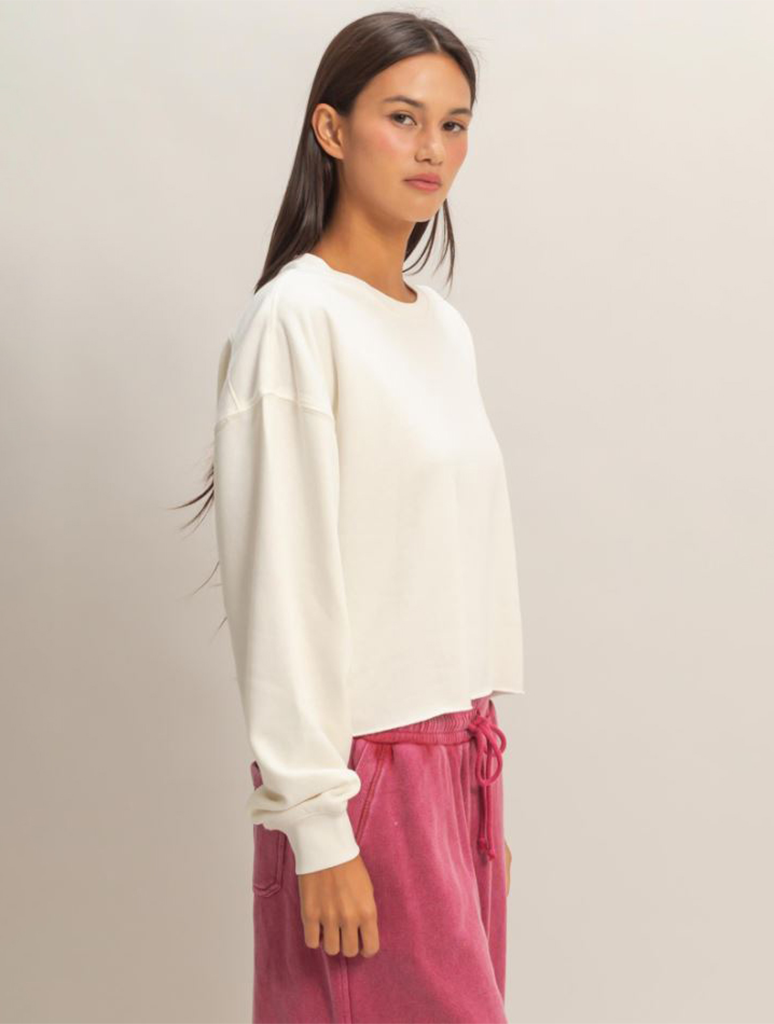 Cropped Mineral Wash Sweatshirt