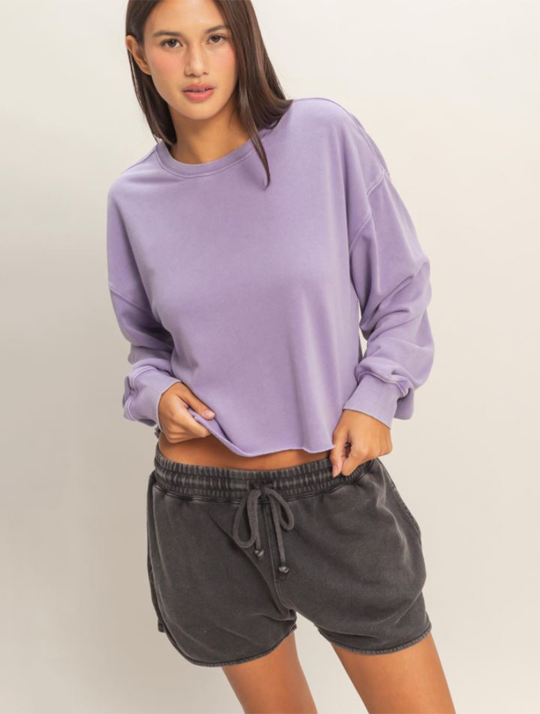 Cropped Mineral Wash Sweatshirt