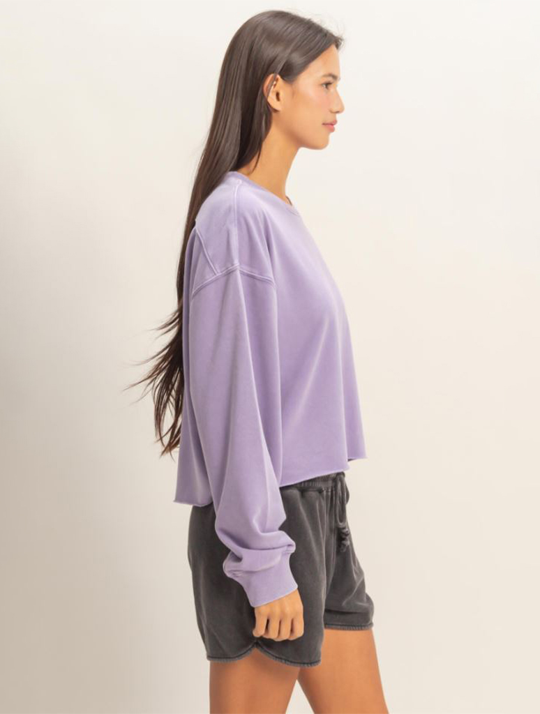 Cropped Mineral Wash Sweatshirt