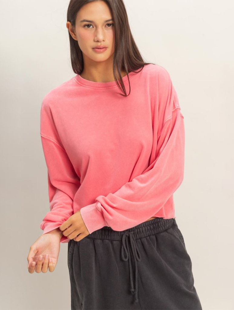 Cropped Mineral Wash Sweatshirt