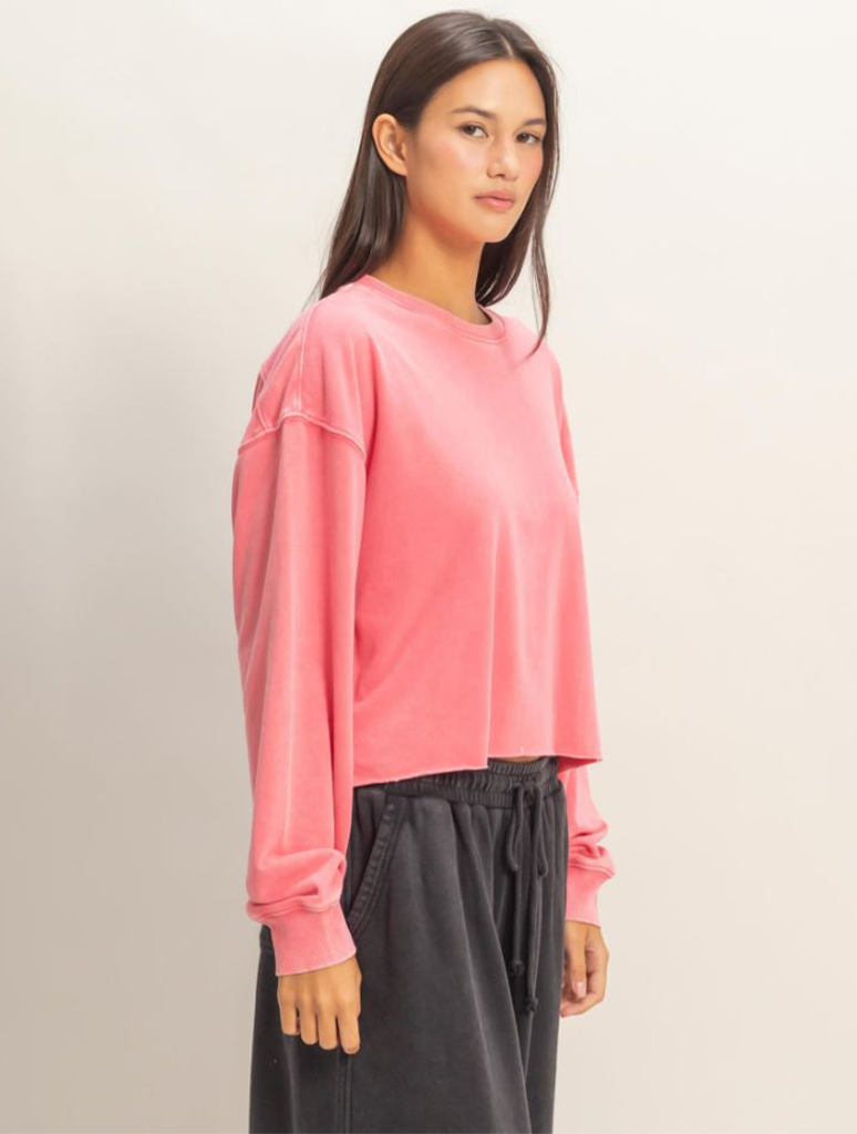 Cropped Mineral Wash Sweatshirt