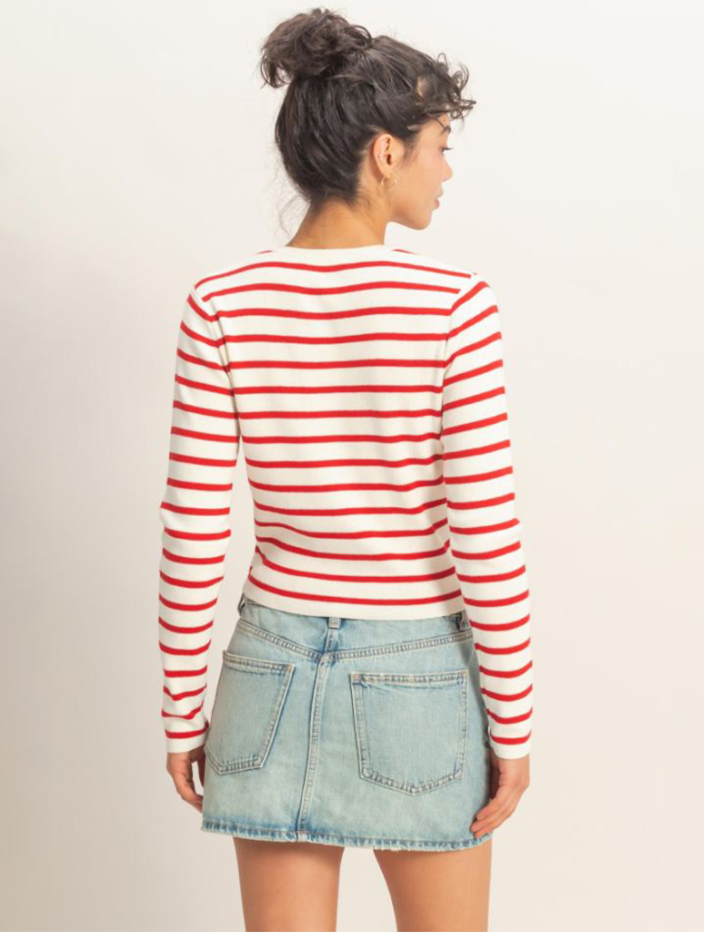 Striped Button-Up Cardigan