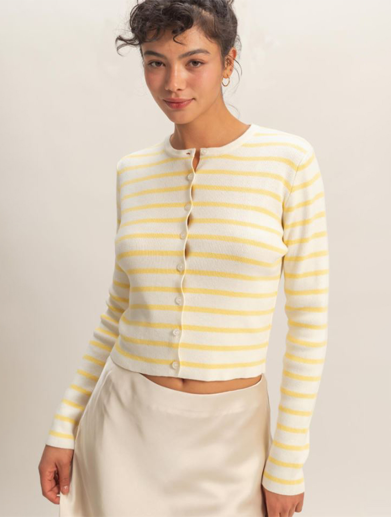 Striped Button-Up Cardigan