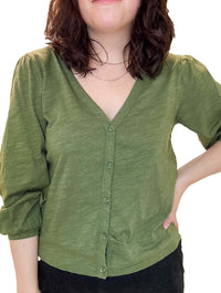 3/4 Sleeve Cropped Cardigan in Mountain Moss