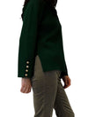 Slit V-Neck Sweater with Gold Button Cuff