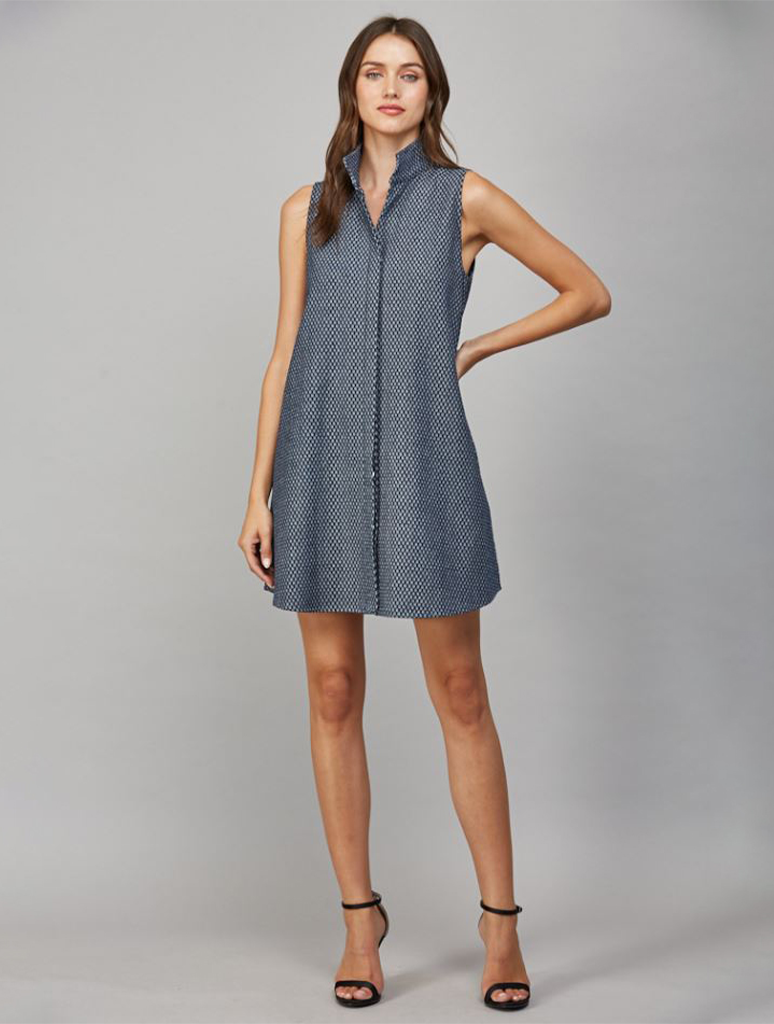 Collared Sleeveless Shift Dress