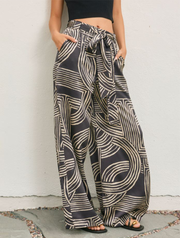 Patterned Wide Leg Pants