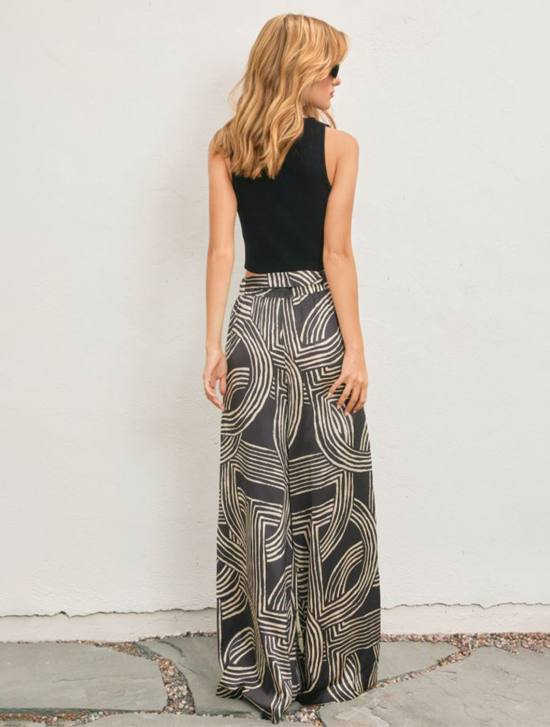 Patterned Wide Leg Pants