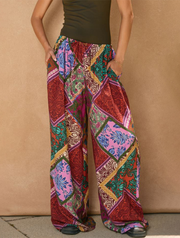 Multi Pattern Pull On Drawstring Pants