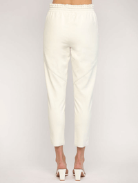 FATE Faux Leather Drawstring Waist Pants in Cream