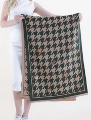 Houndstooth Scarf with Jacquard Detail