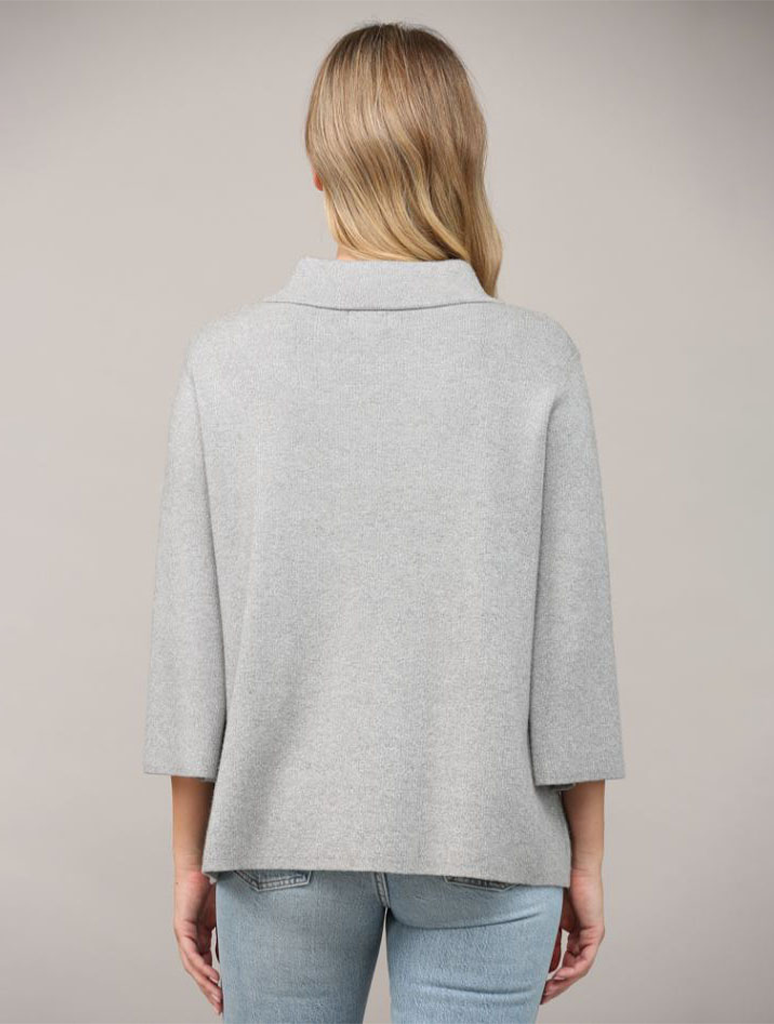 Glitter Yarn Front Pocket Detail Mock Neck Sweater