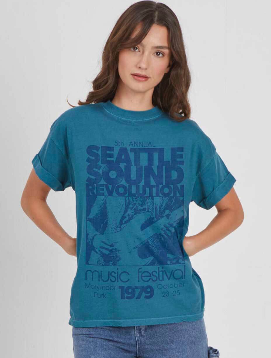 Seattle Sound Revolution Graphic Tee in Dark Aqua