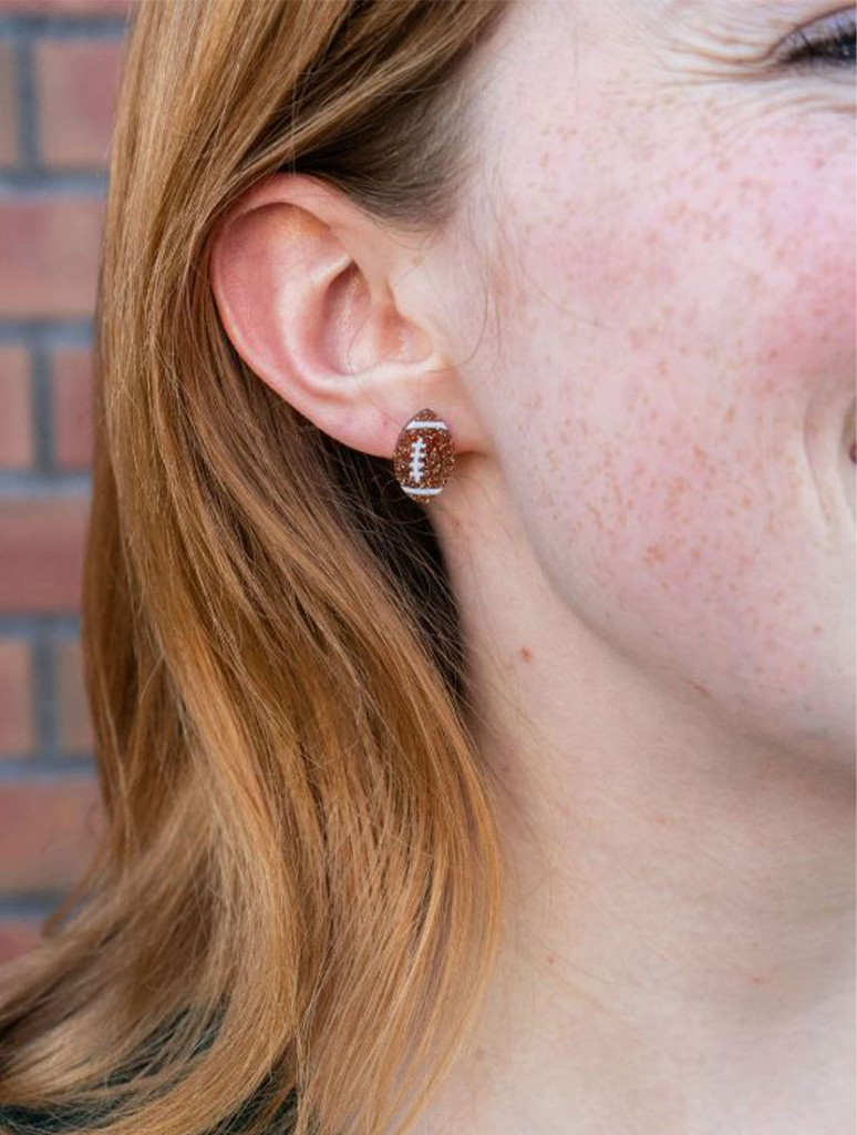 Glitter Football Stud Earrings