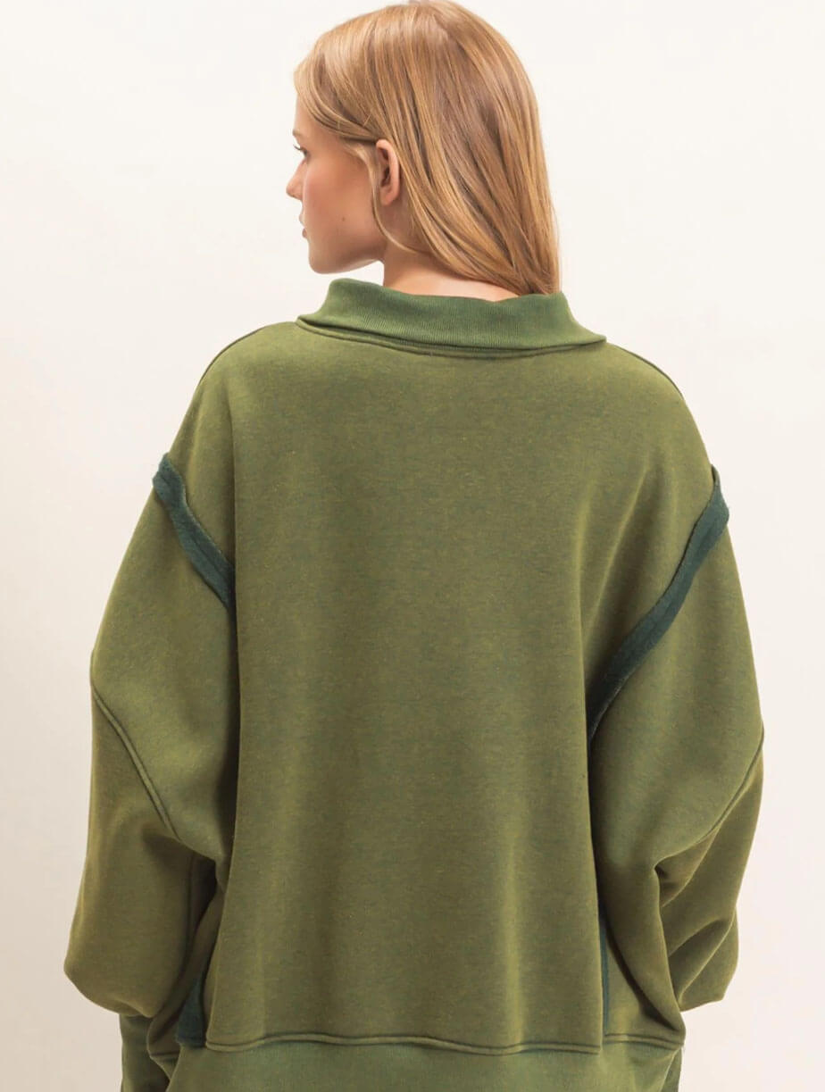 Mineral Wash Snap Collar Pullover
