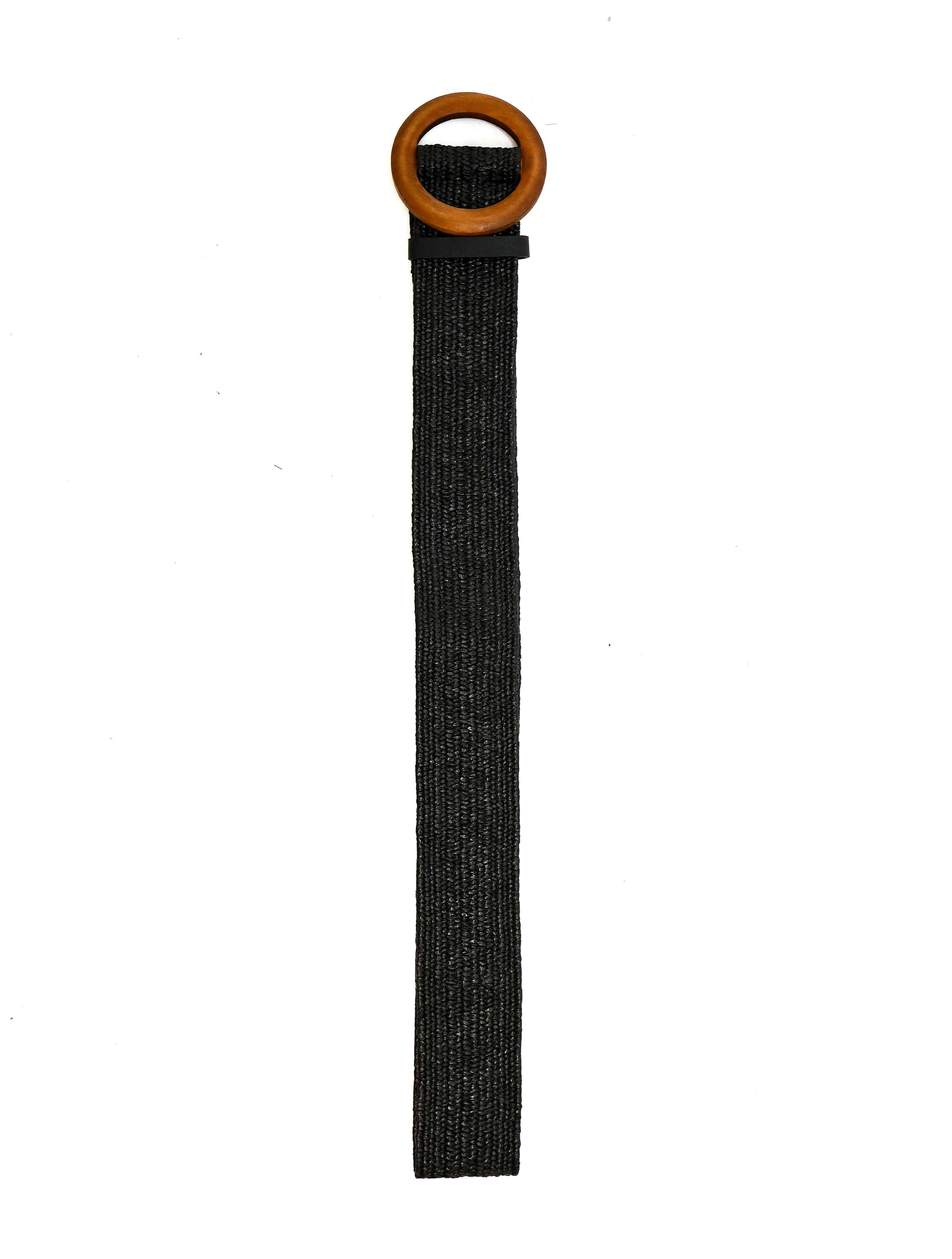 Straw Belt with Wooden Circle