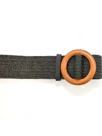 Straw Belt with Wooden Circle