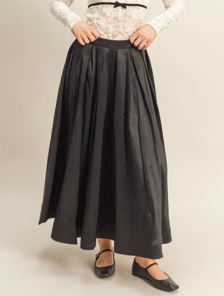 Classic Pleated A-line Midi Skirt